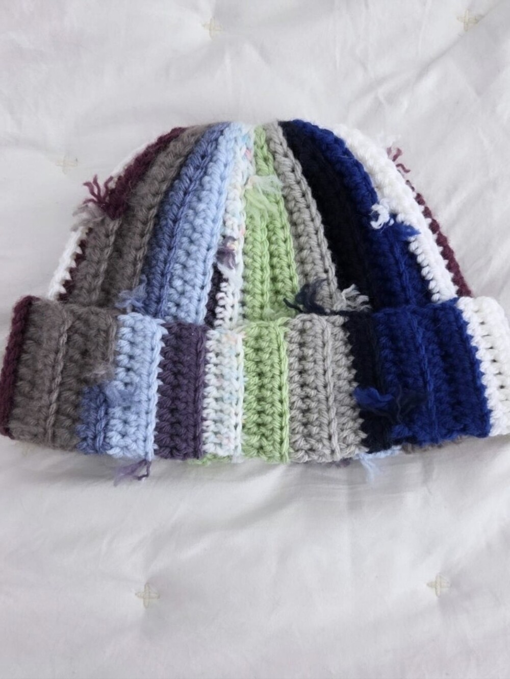 Scrap Yarn Hand Crochet Beanie